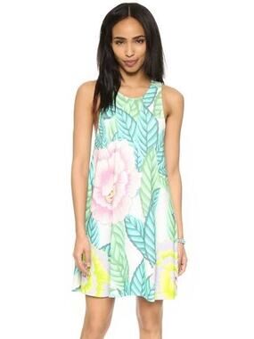 Mara Hoffman Tropical Floral Ponte Sleeveless Swing Shift Mini Dress Size XS